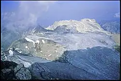 Blick von der Schesaplana auf den Brandner Gletscher im Jahr 1992