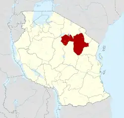 Lage der Region Manyara in Tansania