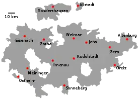 Karte des Landes Thüringen 1920