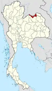 Karte von Thailand mit der Provinz Nong Khai hervorgehoben