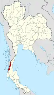 Karte von Thailand mit der Provinz Ranong hervorgehoben