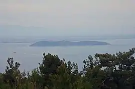 Blick von Thasos auf Thasopoula und die Küste bei Keramoti