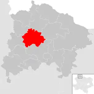 Lage der Gemeinde Thaya (Niederösterreich) im Bezirk  Waidhofen an der Thaya (anklickbare Karte)