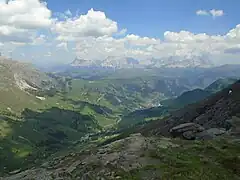 Buchensteintal mit Arabba vom Padonkamm