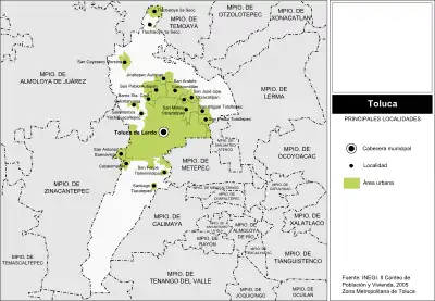 Karte Tolucas mit Orten