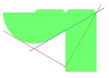 Bild 2Schablone (schematische Darstellung) zur Dreiteilung von Winkeln von 90° (rot) bis 180° (blau)  