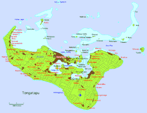 Insel Tongatapu, mit Nukuʻalofa an der Nordküste