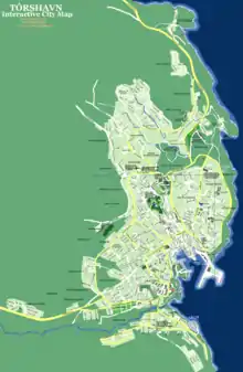 Das Kerngebiet der Gemeinde zwischen Hvítanes im Norden und Argir im Süden.