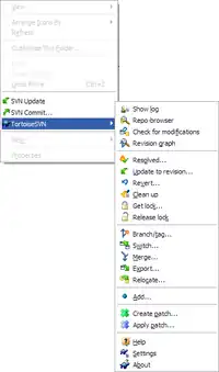 Screenshot von TortoiseSVN 1.3.5