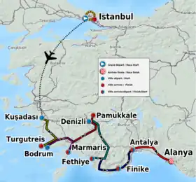 Karte Türkei-Rundfahrt Presidential Cycling Tour of Turkey