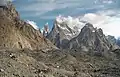 Die Trango-Gruppe auf der Nordwestseite des Baltoro.