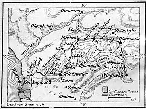 Okombahe auf einber Karte vor 1904