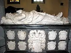 Gisant von Gillion-Othon von Trazegnies, seine Frau Jacqueline de Lalaing im Hintergrund