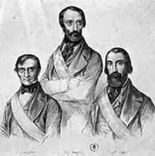 Carlo Armellini, Giuseppe Mazzini und Aurelio Saffi (v.l.)