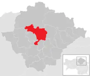 Lage der Gemeinde Turnau (Steiermark) im Bezirk Bruck-Mürzzuschlag (anklickbare Karte)