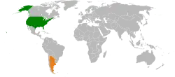 Lage von Vereinigte Staaten und Argentinien