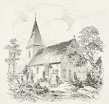 Nord- und Westfassade der Uffkirche, 1889.