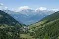 Das Val de Nendaz oberhalb der Skistation Siviez (Blick in Richtung Sion)