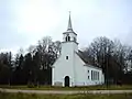 Lutherische Kirche in Vecborne (Gemeinde Kaplava); erbaut von 1936 bis 1939 als Ersatzbau für eine in das Lettische Freilichtmuseum Riga translozierte Holzkirche