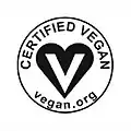 Logo von Vegan.org zur Zertifi­zierung veganer Lebens­mittel. Wird haupt­sächlich in den USA verwendet.