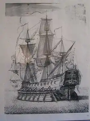 Venezianisches Schiff mit Schiffskamelen, 17. Jh., Museo storico navale