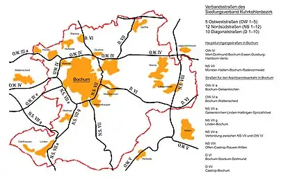 Planung und Bestand der Verbandsstraßen in Bochum und Wattenscheid in den 1930er