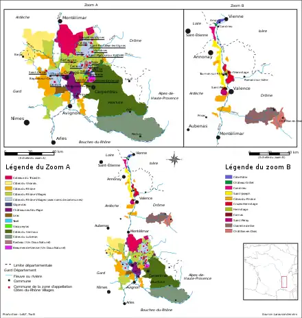 Die Rhône-Weinbaugebiete