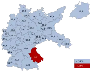 Eintragungen für das Volksbegehren:﻿über 10 % der Wahlberechtigten﻿unter 10 % der Wahlberechtigten