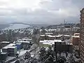 Blick auf das Studentendorf im Winter