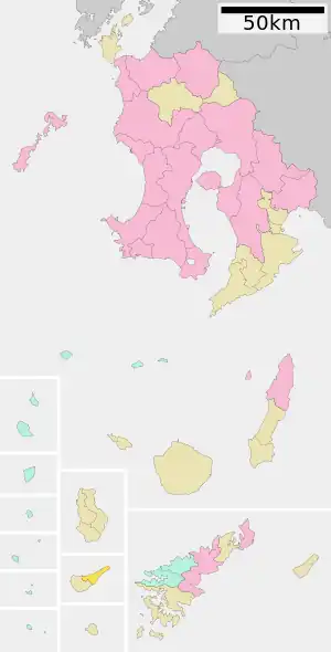 Lage Wadomaris in der Präfektur