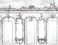 Entwurf für die Wanddekoration der „Großen (Goldenen) Galerie“ im „Neuen Flügel“ des Schlosses Charlottenburg, Berlin, 1742/43