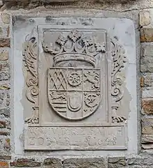 Wappen des Wilhelm Wirich von Daun-Falkenstein an Schloss Broich, 1648