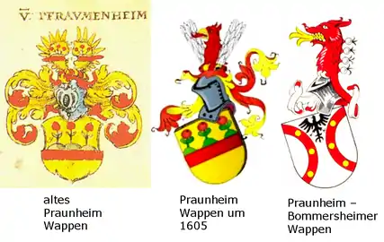 Wappen der Erbauer der Burg: die Reichsministerialien von Praunheim