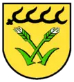 Stetten auf den Fildern („In Gold pfahlweise eine schwarze Hirschstange und zwei schräg gekreuzte, grüne Kornhalme mit äußerem Blatt und silbernen Grannen.“)