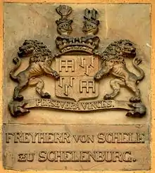 Das Wappen der Freiherren von Schele am Haupteingang