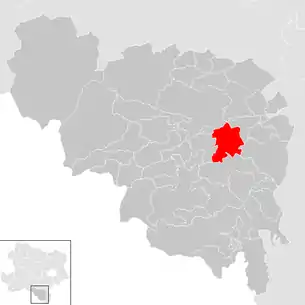 Lage der Gemeinde Wartmannstetten im Bezirk Neunkirchen (anklickbare Karte)