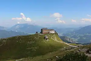 Watzmannhaus: Rückblick beim Aufstieg auf das Hocheck (nördlicher Gipfel)