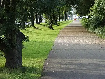 Nur noch erahnt werden kann der unterirdische Verlauf des Westbachs unter dem Spazierweg am Schlosspark