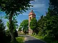 Turm der früheren evangelischen Kirche