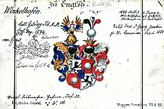 Freiherrliches Wappen der Winkelhofen zu Engles, Karkoffel und Neidenstein, 1717