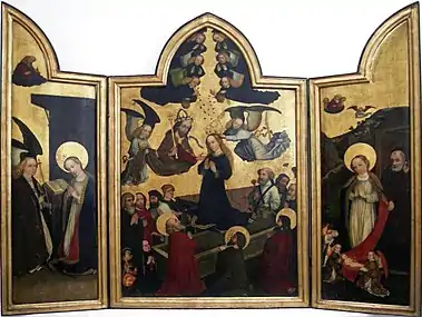 Imhoff-Triptychon von Valentin Wolgemut (ca. 1455) für die Elisabethkirche Breslau, heute im Nationalmuseum Warschau