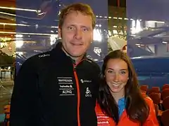 Jörn Wollschläger mit Aita Gasparin beim Swiss-Ski-Abgabetag in Dübendorf, Oktober 2013