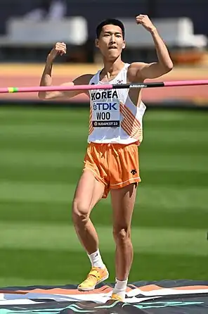 Woo Sang-hyeok bei den Weltmeisterschaften 2023 in Budapest