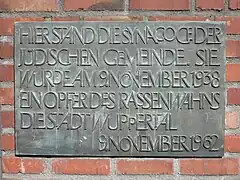 Gedenktafeln zur Erinnerung an die Elberfelder Synagoge