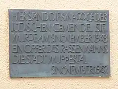 Gedenktafeln zur Erinnerung an die Barmer Synagoge