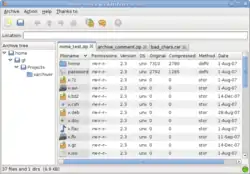 Bildschirmfoto von Xarchiver