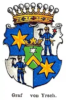 Wappen der Grafen von Yrsch mit dem Stammwappen als Herzschild