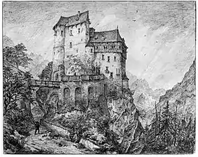 Eine Zeichnung der Burg