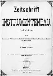 Titelblatt der ersten Ausgabe der Zeitschrift für Instrumentenbau