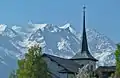 Pfarrkirche Zeneggen mit Mischabelgruppe